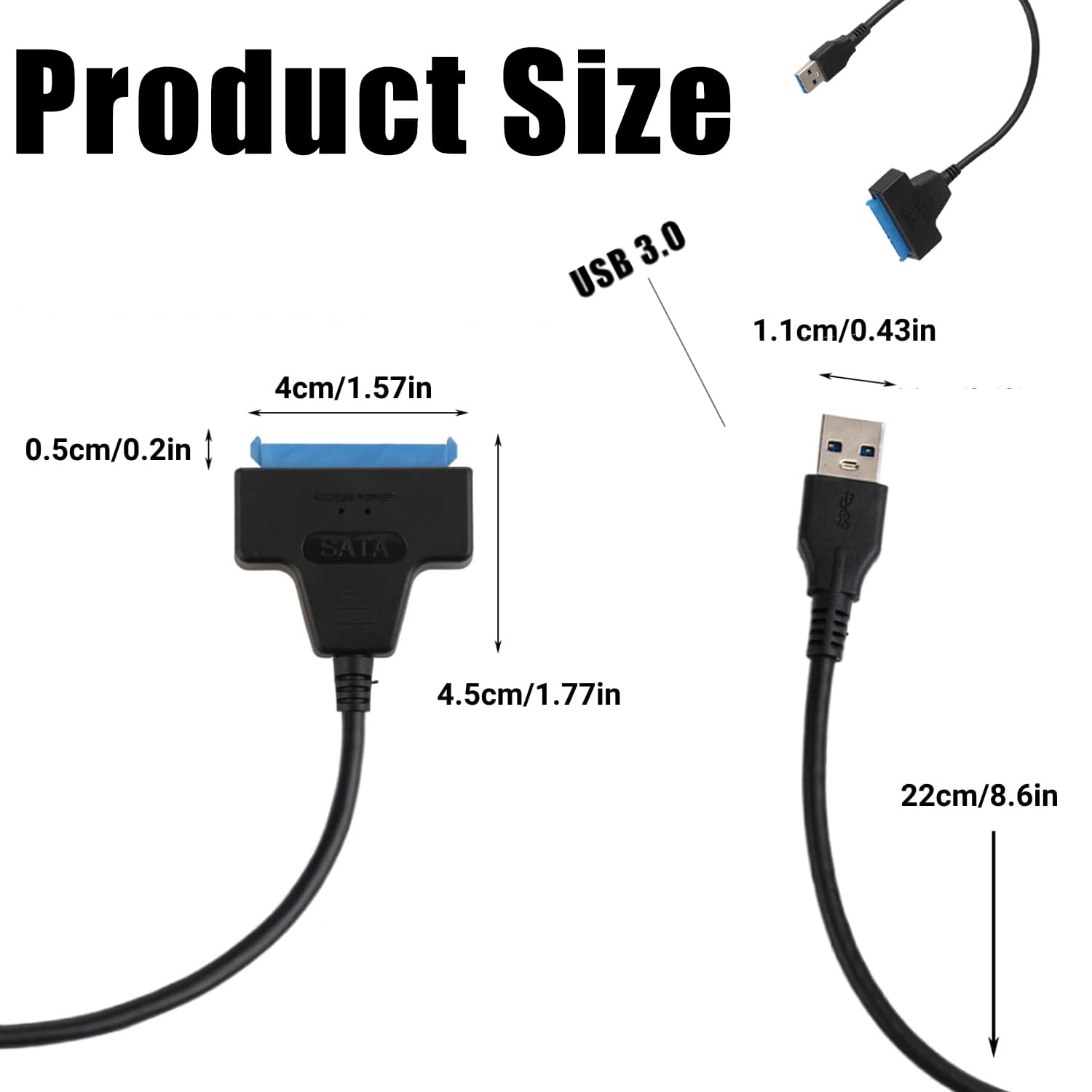 Fizzix USB 3.0 to SATA External Converter and Cable - Super Fast Data Transfer, High-Speed USB 3.0 to SATA III Adapter for 2.5" SSD HDD - Easy Connection